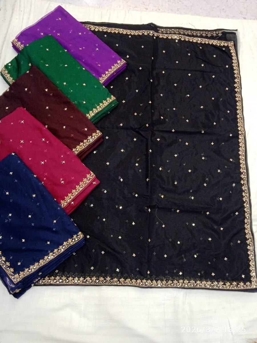 Luxury Handwork Saree with Stone & Thread Work in 6 colours
