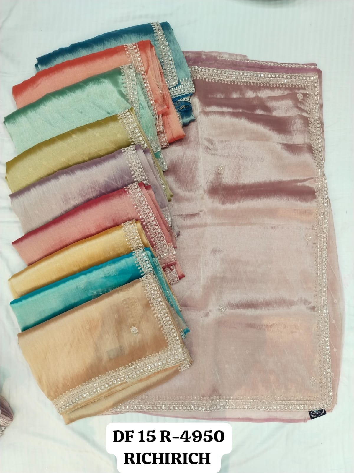Morpankh Pearl Border Designer Tissue Saree